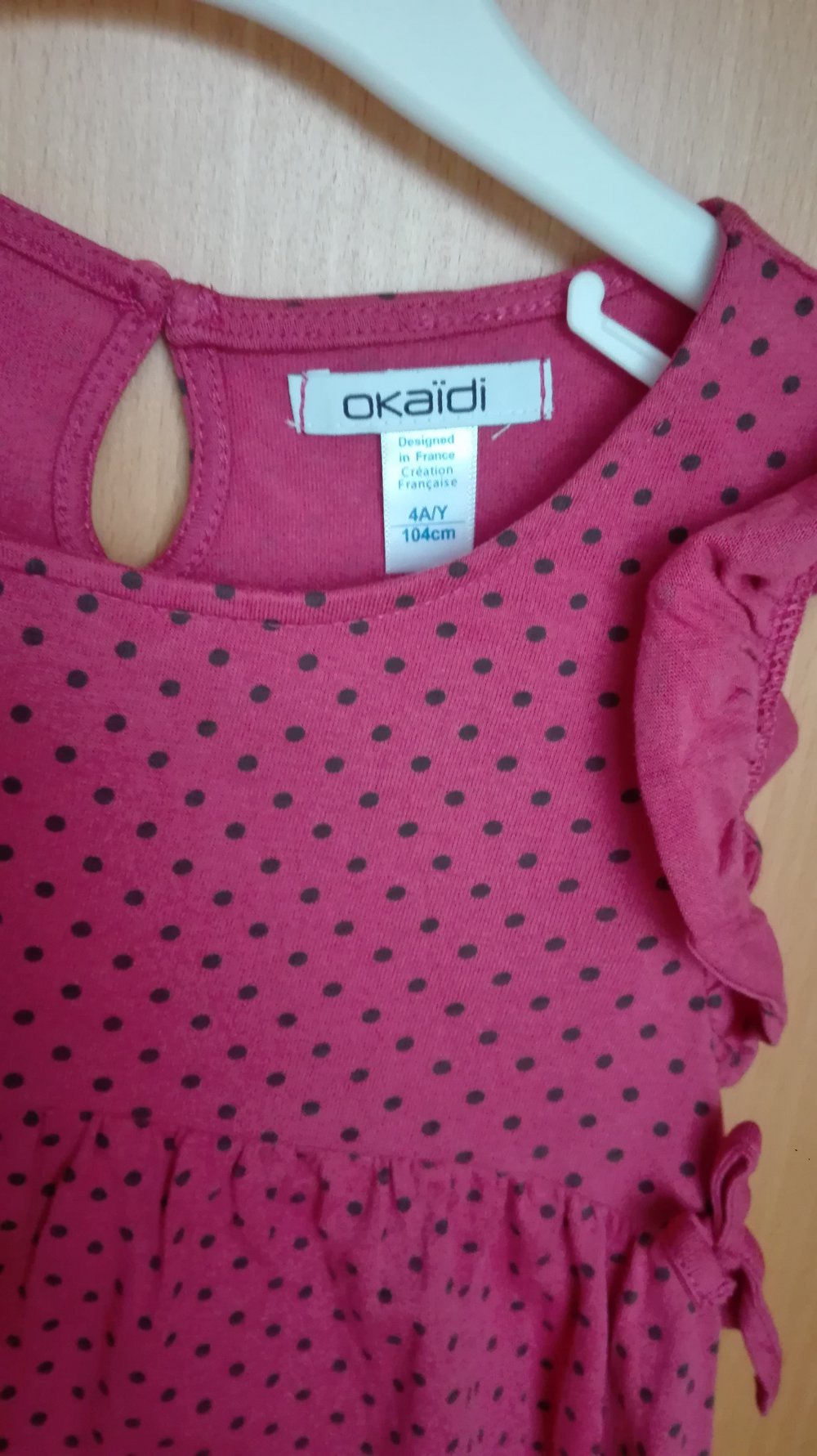 Okaidi - pinke ärmellose Tunika mit Punkten Gr. 104