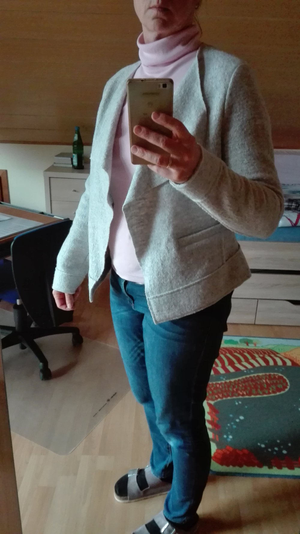 s.Oliver: hellgrauer Kurzblazer aus Wolle-Viskose-Mix Gr. 42