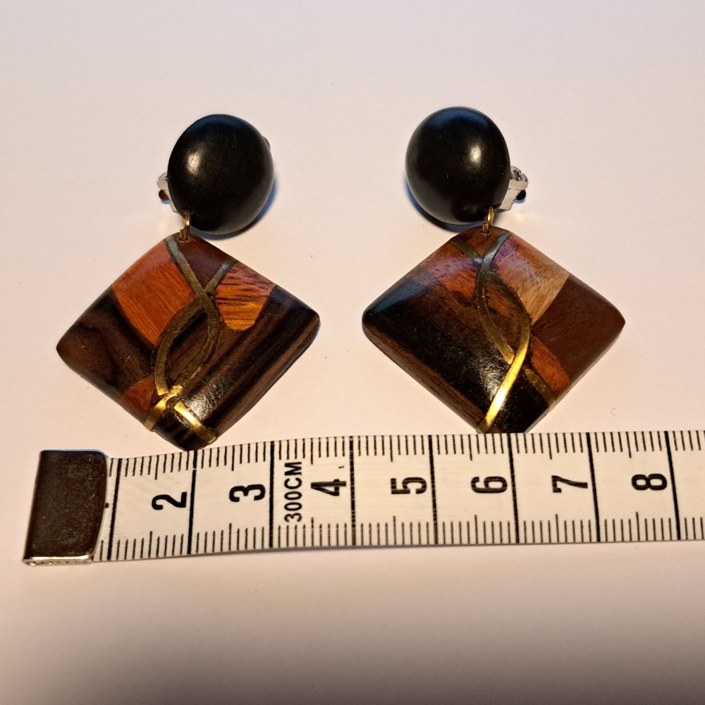 Ohrclips Holz Brauntöne NEU Vintage Ohrringe Modeschmuck