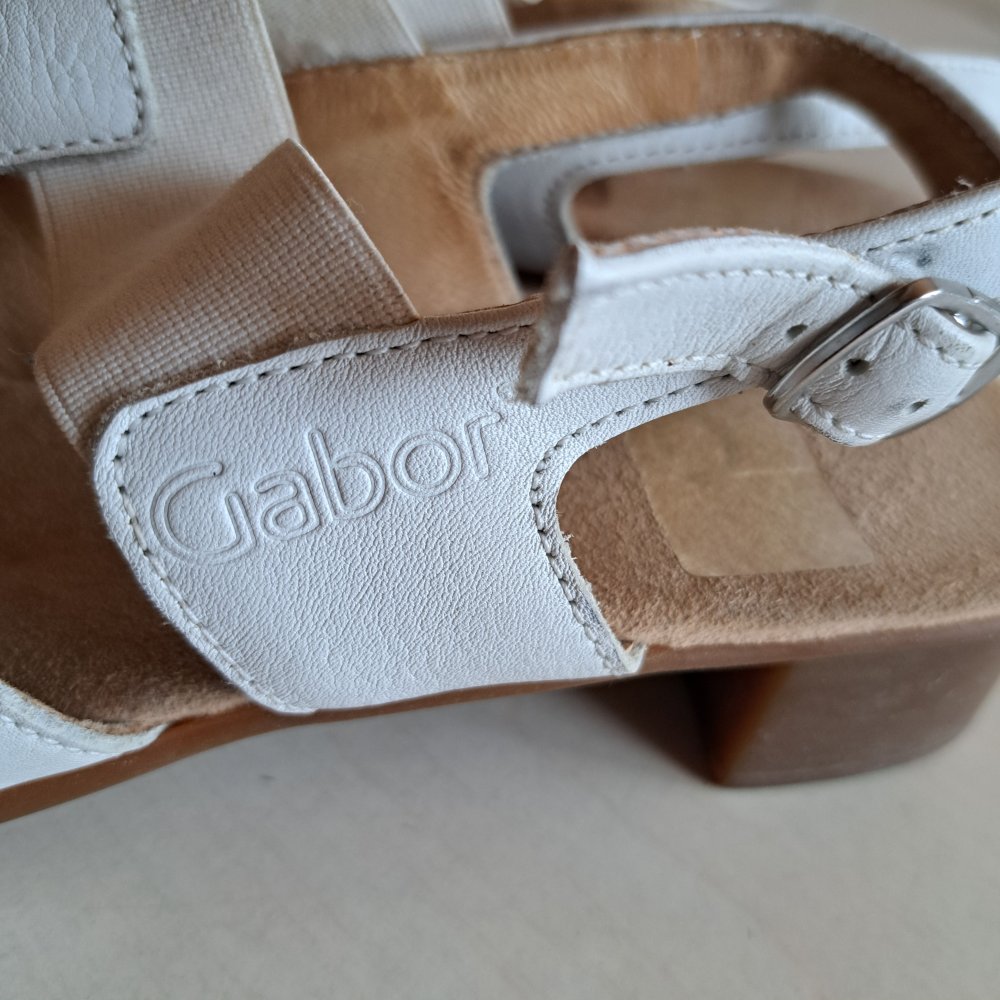GABOR Sandalen Leder weiß stretch Gr. 6 / 39 kaum getragen