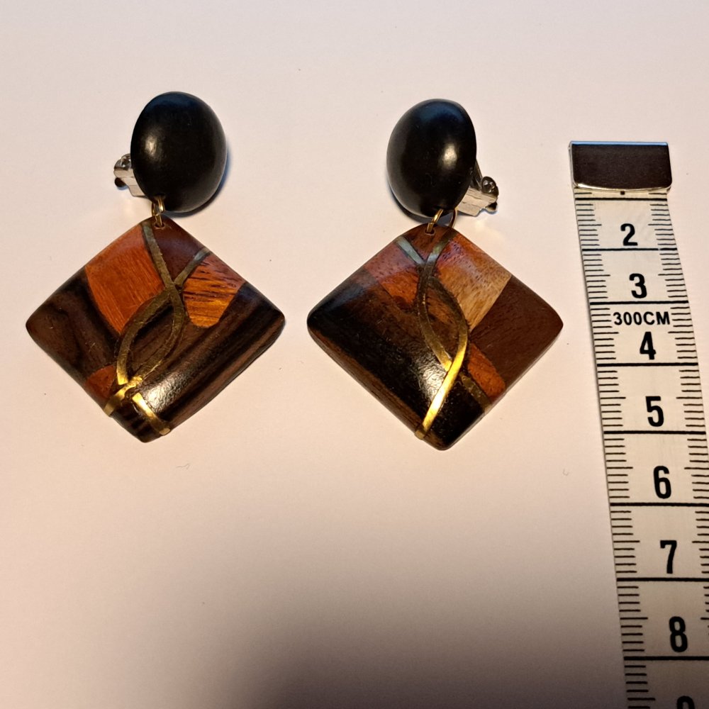Ohrclips Holz Brauntöne NEU Vintage Ohrringe Modeschmuck