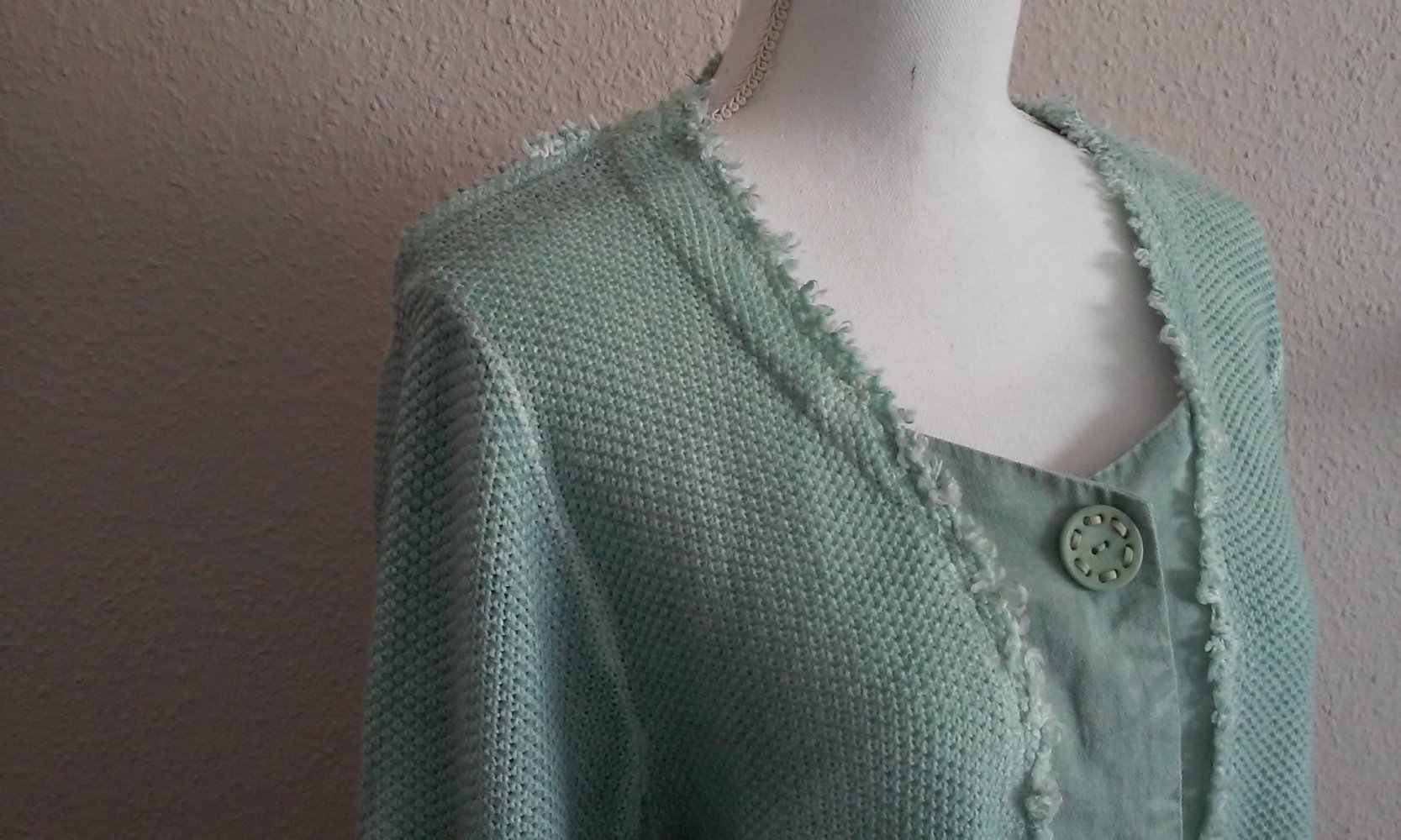Jacke Janker Strickjacke Cardigan Sommerjacke stonewashed-Optik