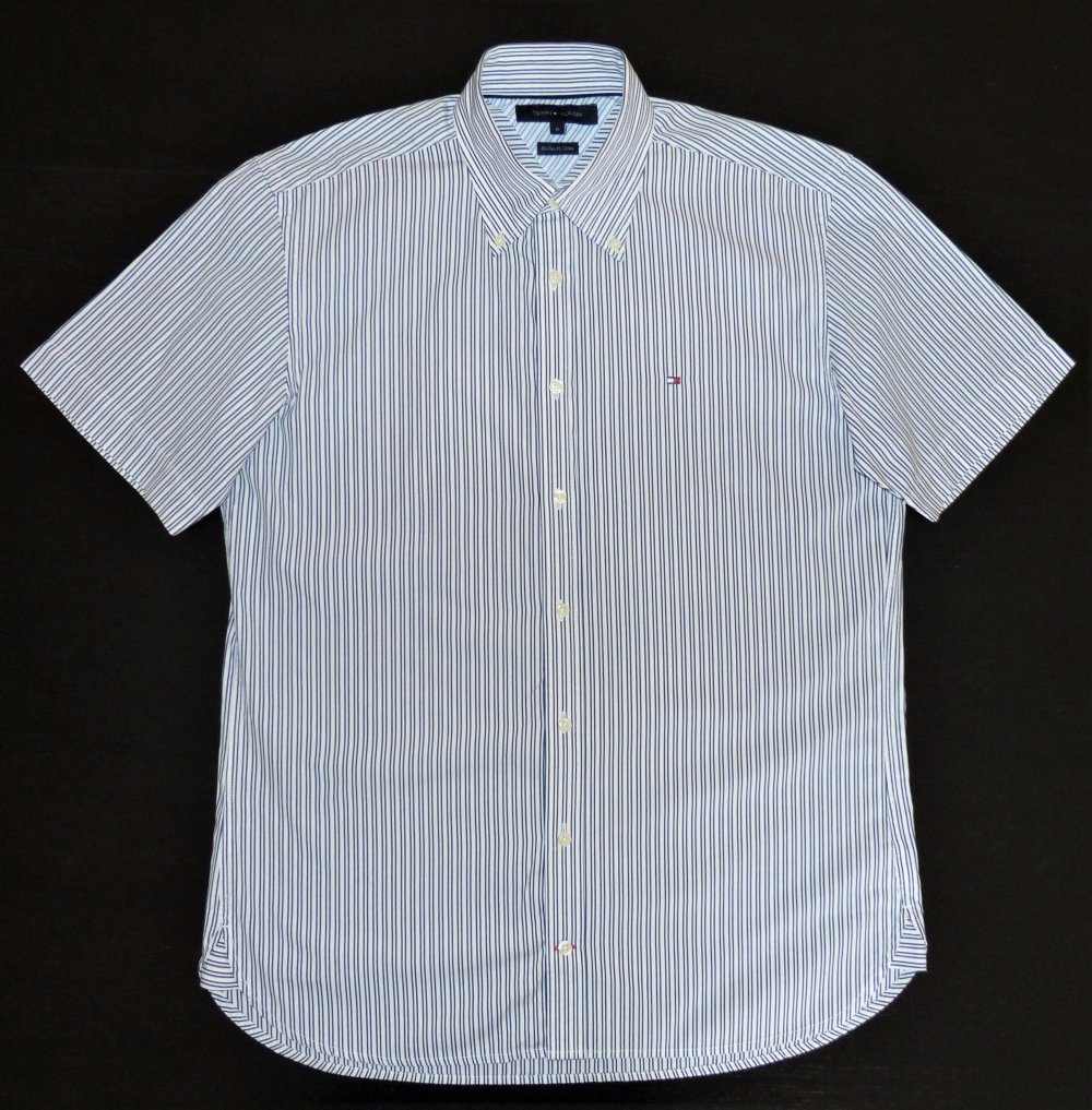 Tommy Hilfiger Herren Hemd Gr. M / 39 / 40 80's two ply kurzarm sehr guter Zustand