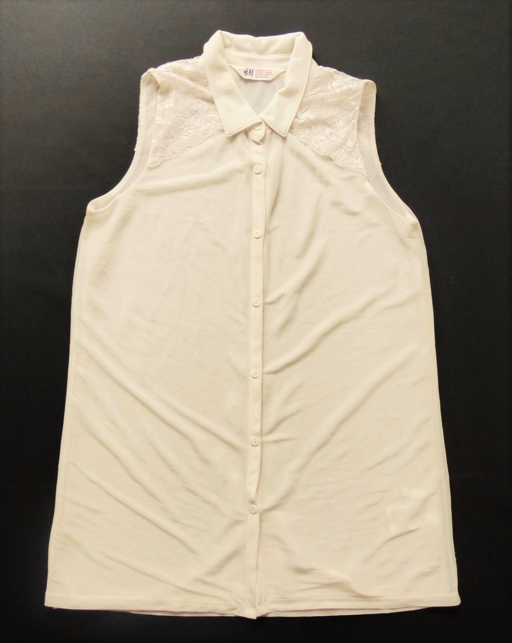 Mädchen Bluse Tunika H&M Gr. 158 / 164 Shirt Longshirt TOP creme weiß sehr guter Zustand
