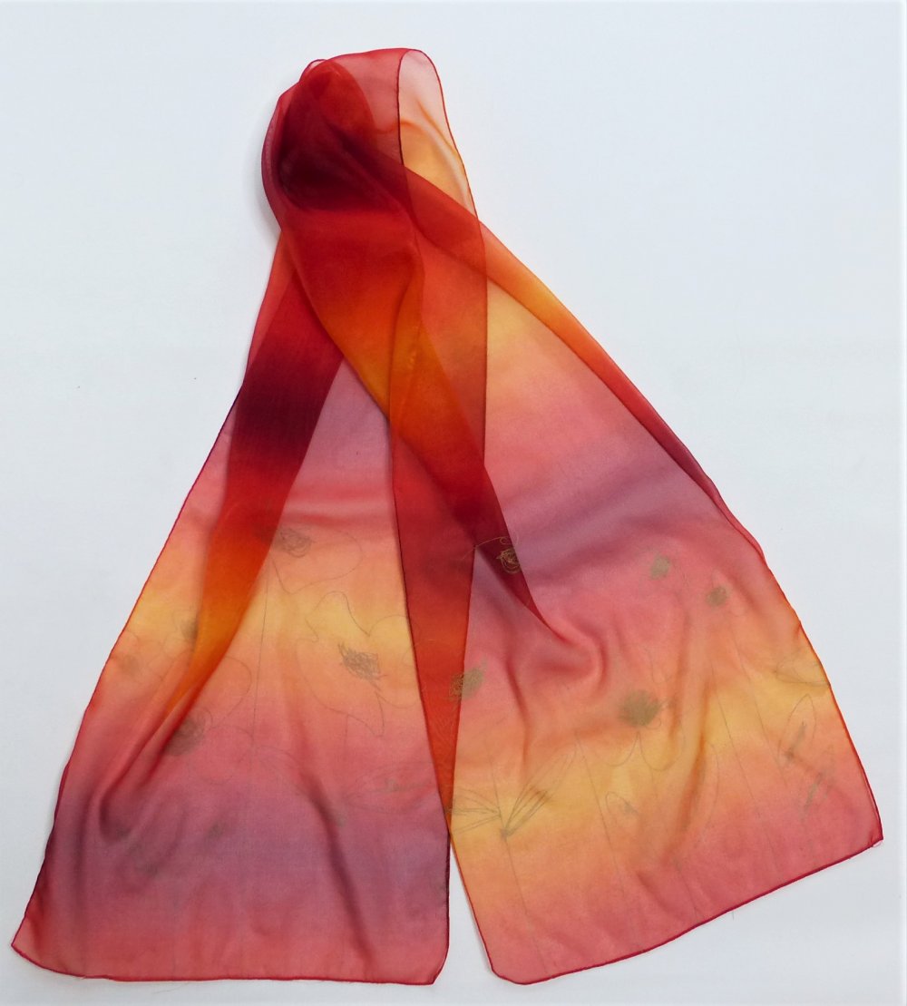 Feiner Damen Schal / Tuch / Halstuch rot orange sehr guter Zustand