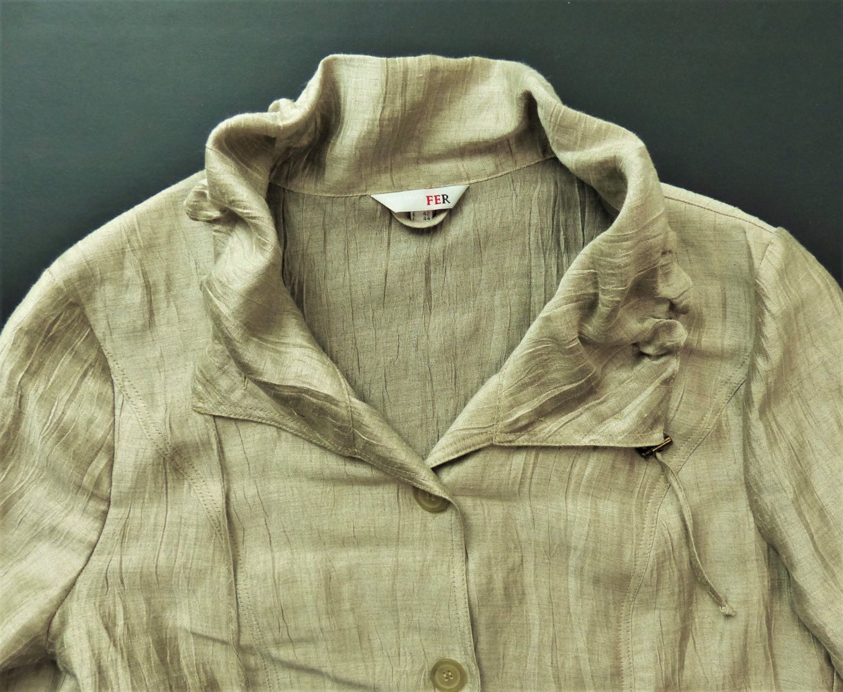 My way FER Damen Oberteil Bluse Tunika Gr. 38 / M Shirt Jacke Cardigan fast neuwertig Leinen Leinenbluse
