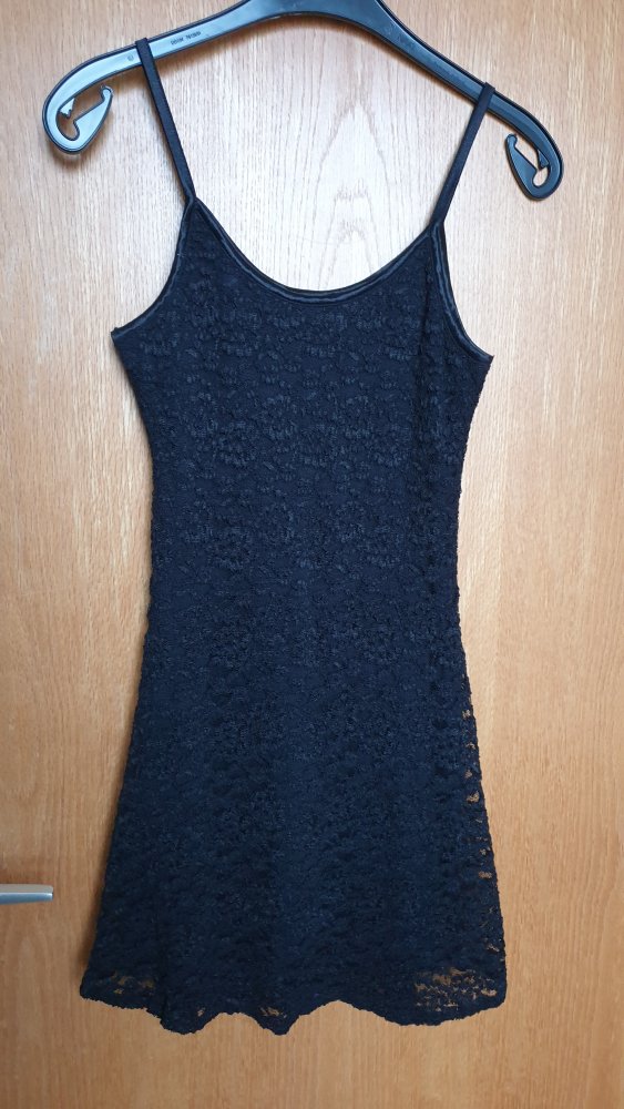 schwarzes Trägerkleid mit Spitze  Gr L