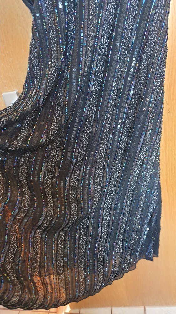 Schwarzes Abendkleid mit Pailletten GR XL