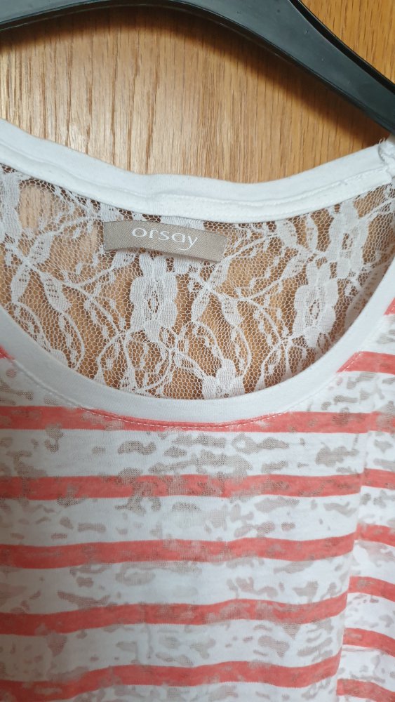 Rot weiß gestreiftes T Shirt von Orsay, Gr S
