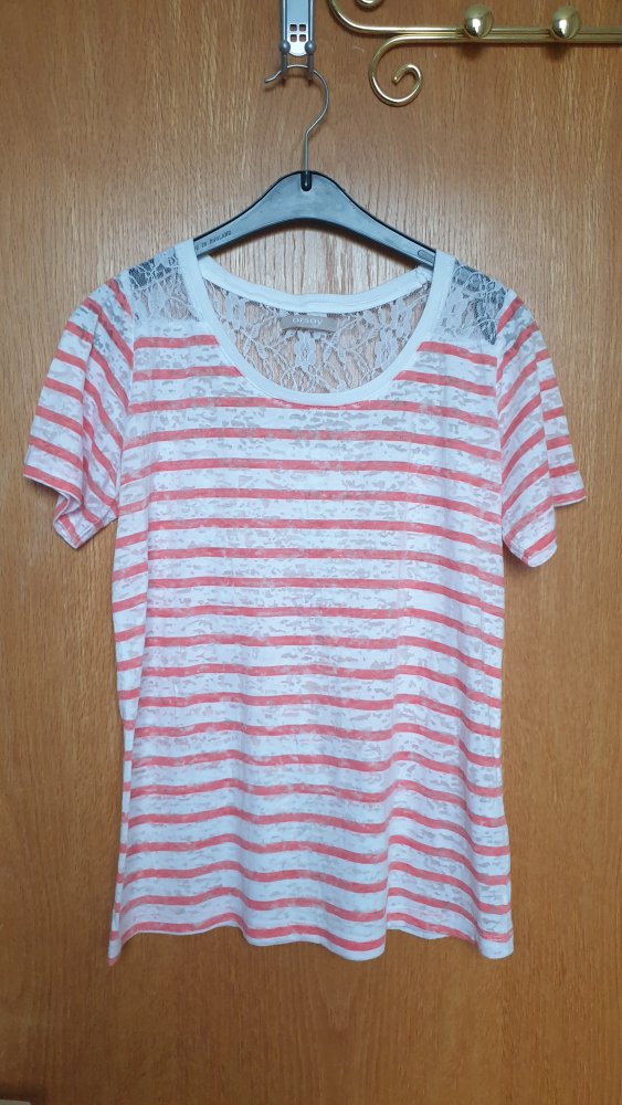 Rot weiß gestreiftes T Shirt von Orsay, Gr S