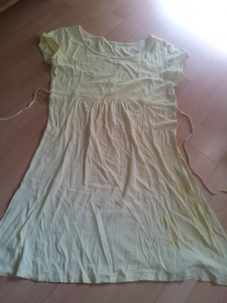 Kleid gelb Blumendruck transparent durchsichtig Gr.44/46
