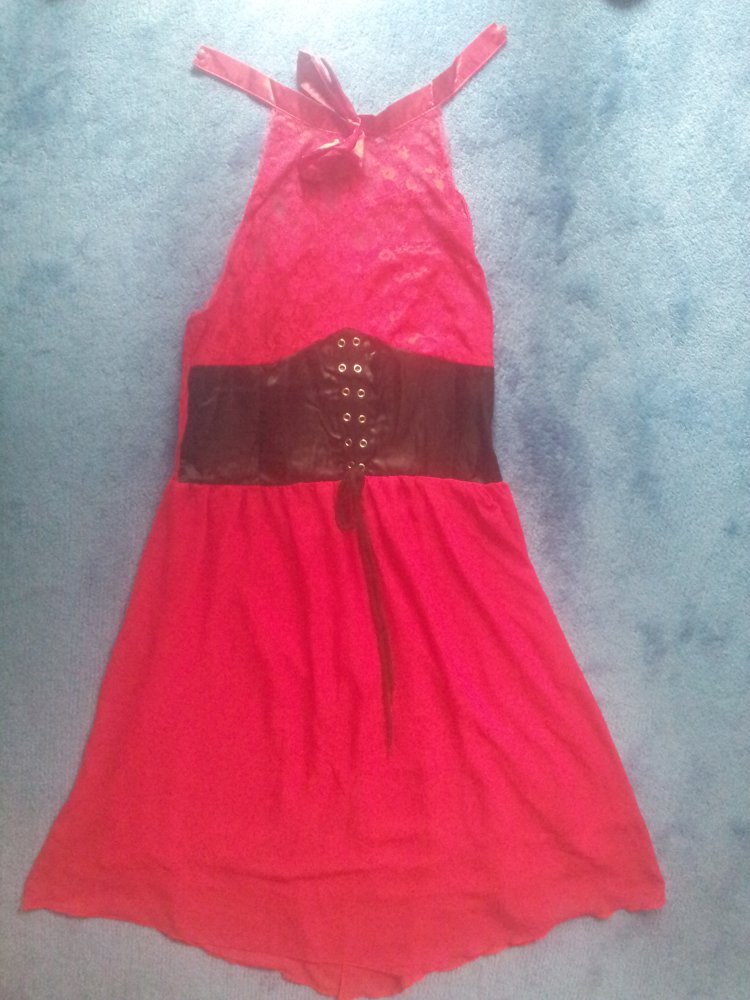 Kleid rot schwarz Gothik transparent Gr. 46/48 NEU