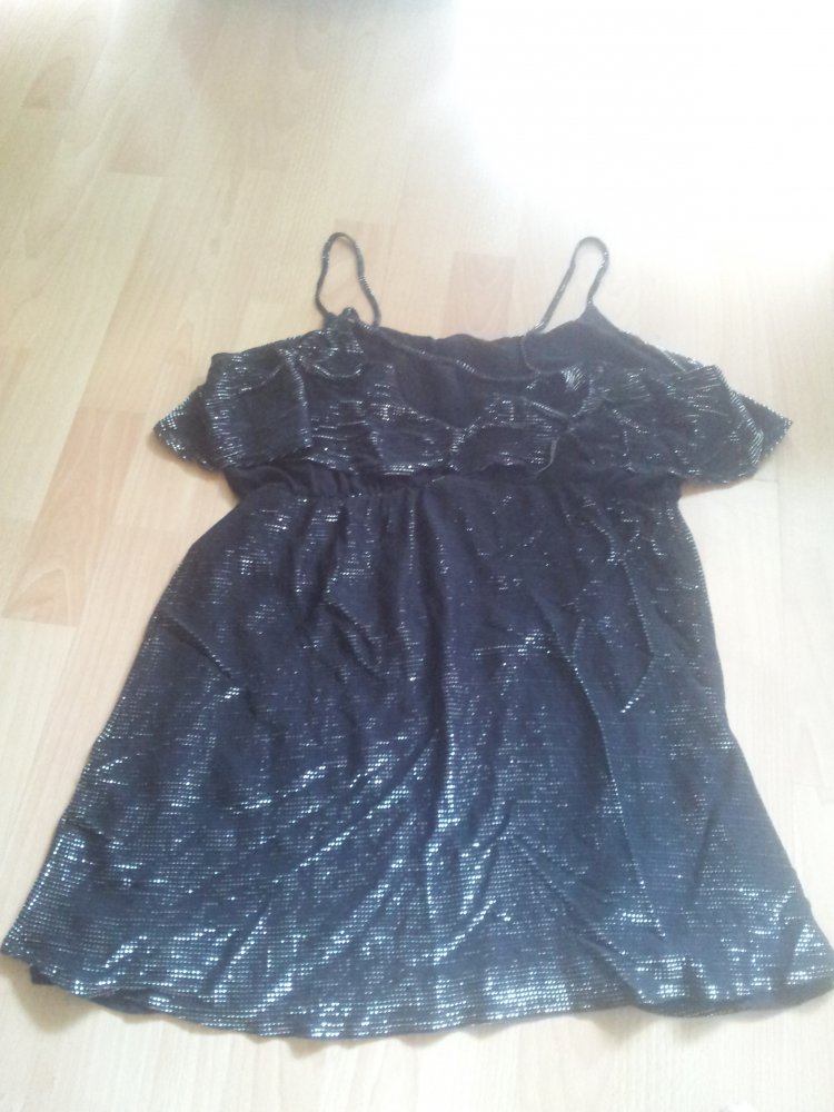Minikleid Kleid H&M schwarz silber raffinierter Rücken Gr. L