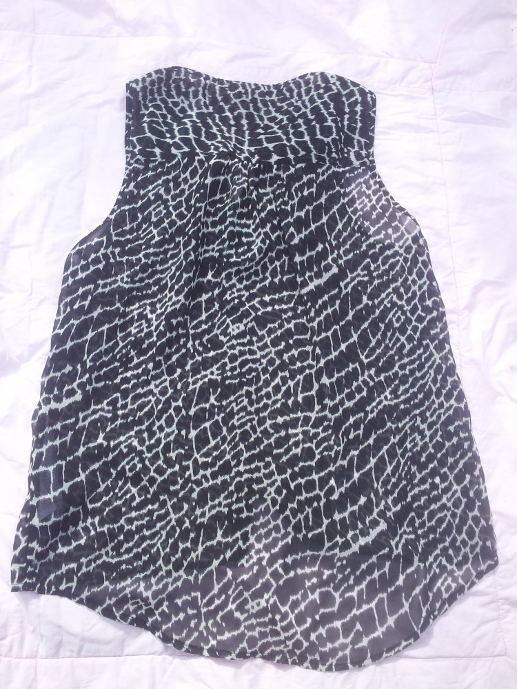 Bluse Leopard schwarz weiß Only Gr. 40 transparent 