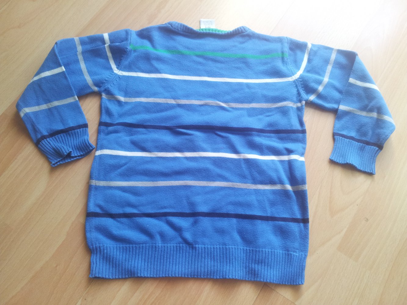 Pullover grün blau grau schwarz weiß Streifen Gr. 104 