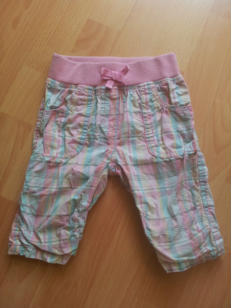  kurze Hose rosa weiß türkis gelb kariert Gr. 86