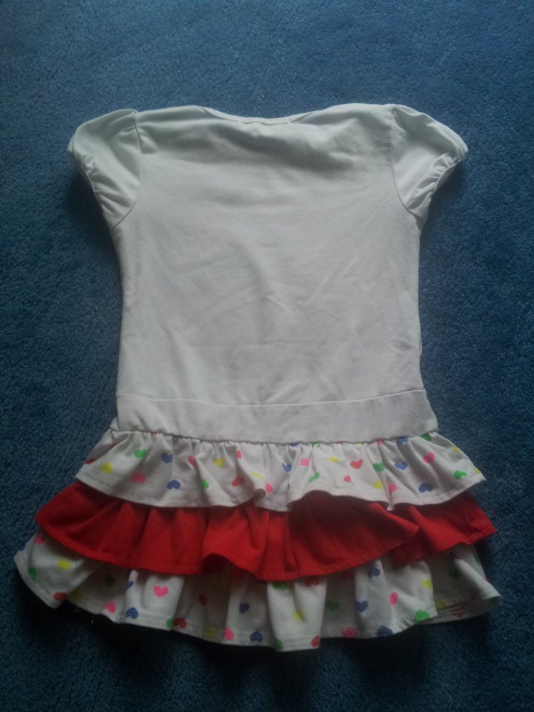 Kleid weiß rot bunt Schildkröte mit Hut Gr. 86/92