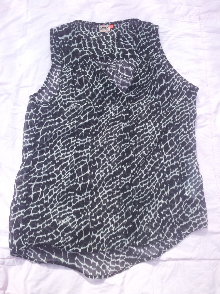 Bluse Leopard schwarz weiß Only Gr. 40 transparent 