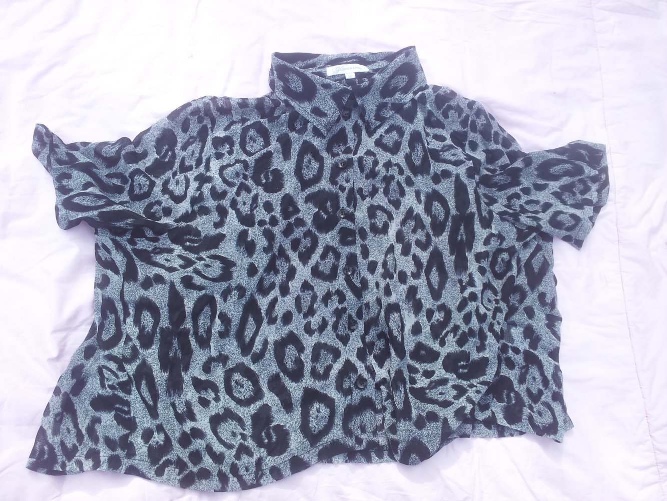 Bluse Leopard schwarz grau Glamorous Gr. M durchsichtig