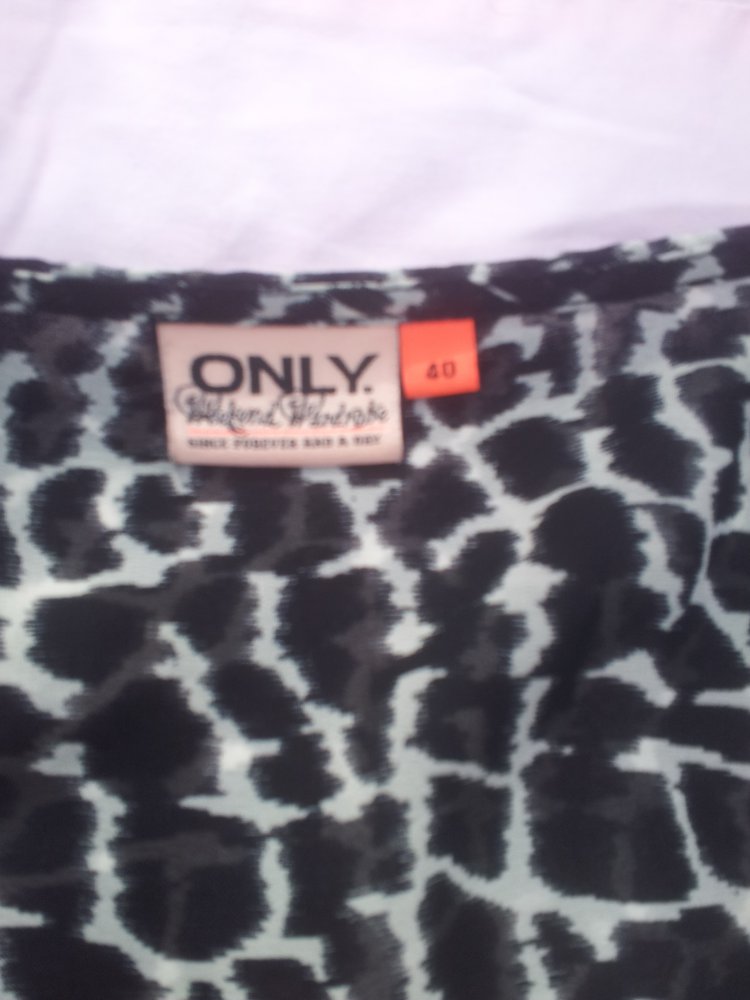Bluse Leopard schwarz weiß Only Gr. 40 transparent 