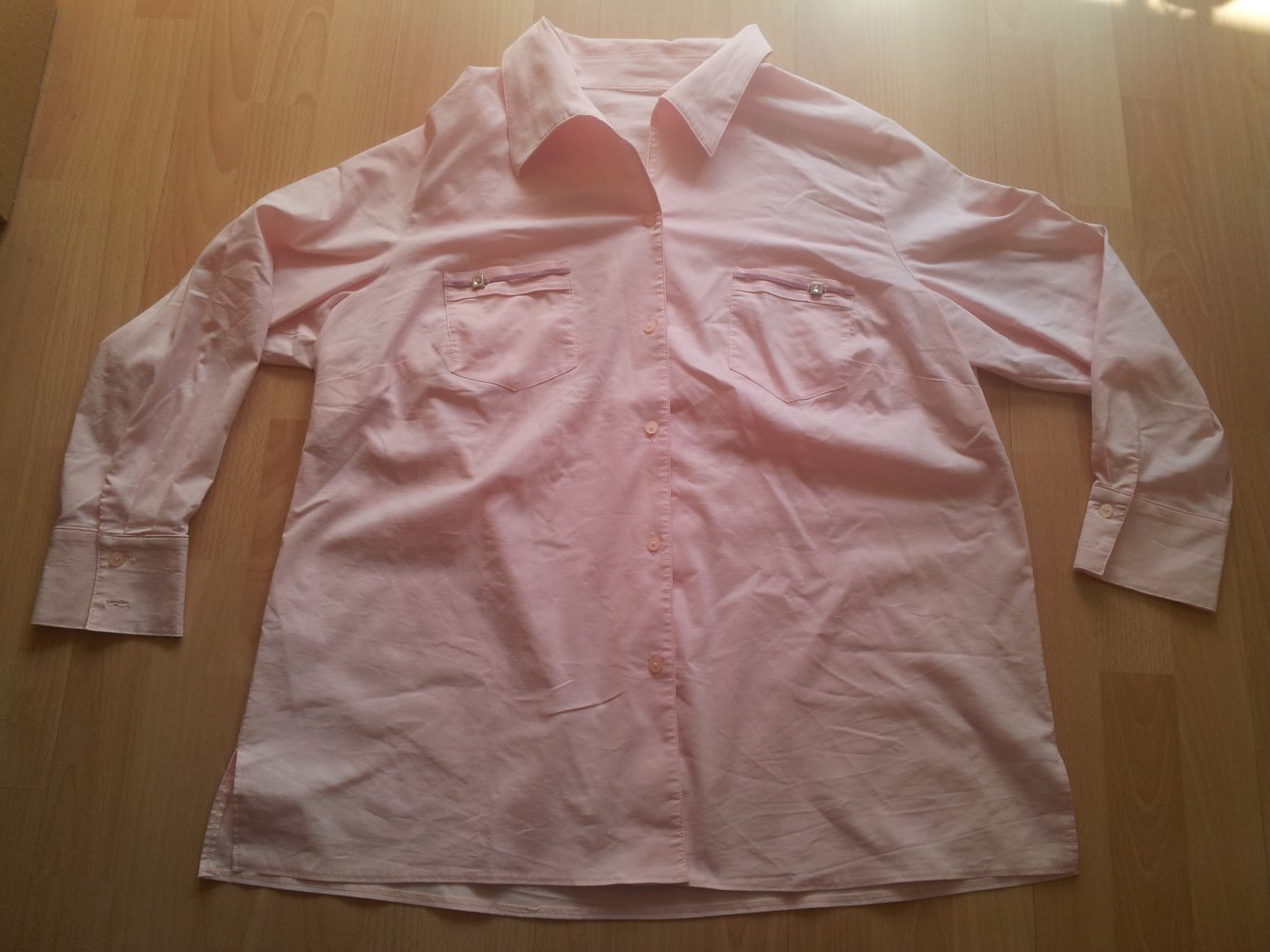 Bluse hellrosa rose lange Ärmel Gr. 50 