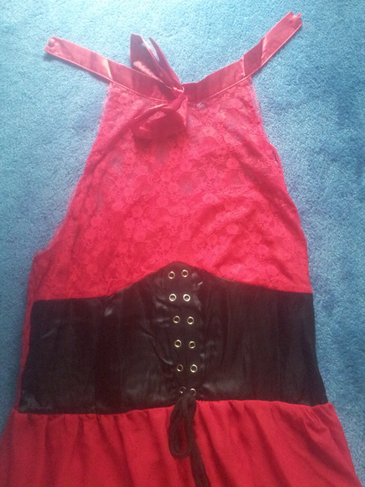 Kleid rot schwarz Gothik transparent Gr. 46/48 NEU