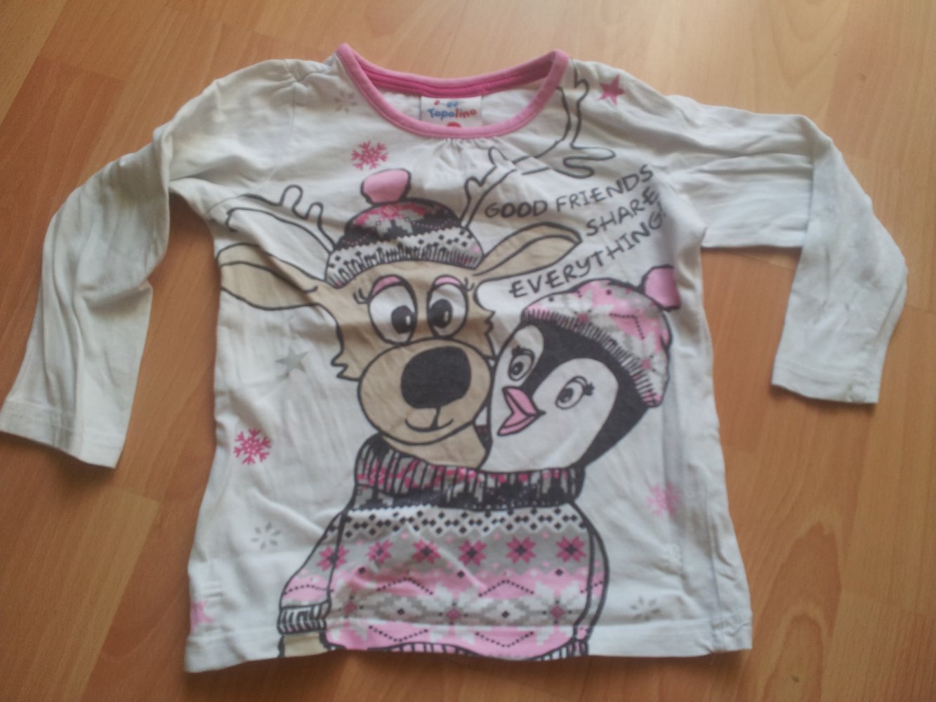  Pullover Winter Rentier Pinguiun rosa pink Gr. 104
