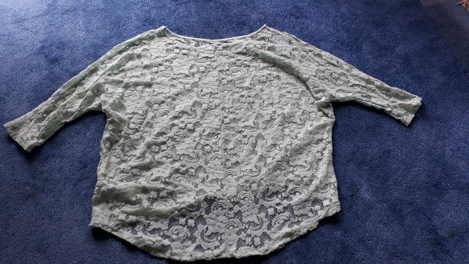 Bluse VILA mint transparent durchsichtig Gr. M/ L Spitze