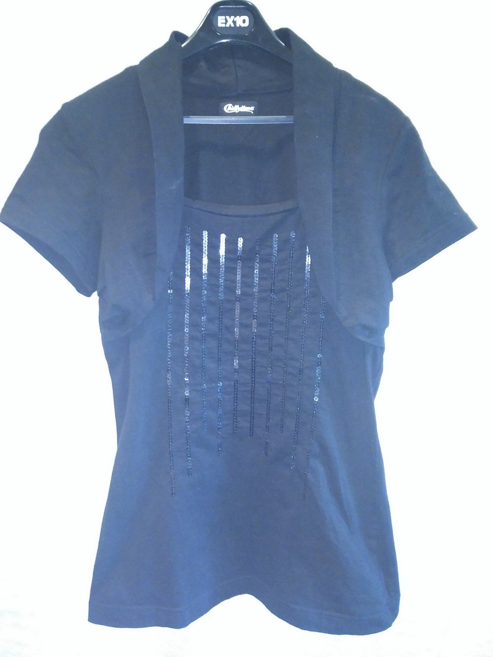 Schickes schwarzes Oberteil mit Pailettenshop