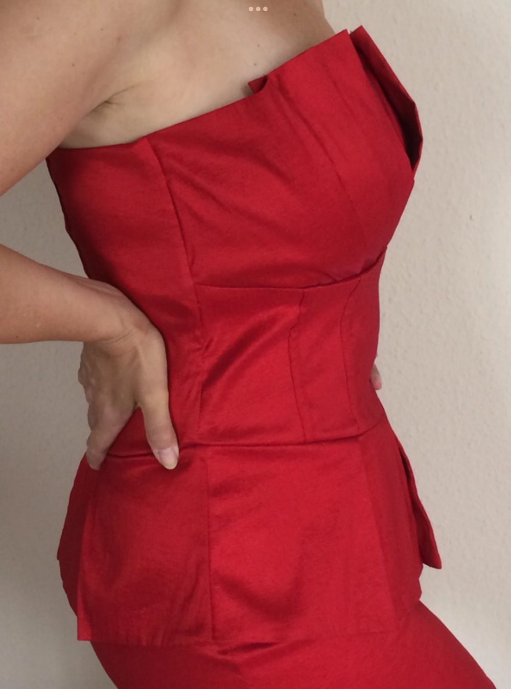 Amisu Korsage Kleid Gr.40 mit Fächer Dekolte Nie getragen rot