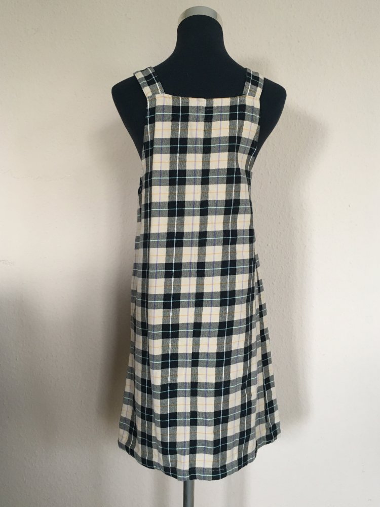 Monki Latzkleid Gr.XS Baumwolle kariert Träger verstellbar
