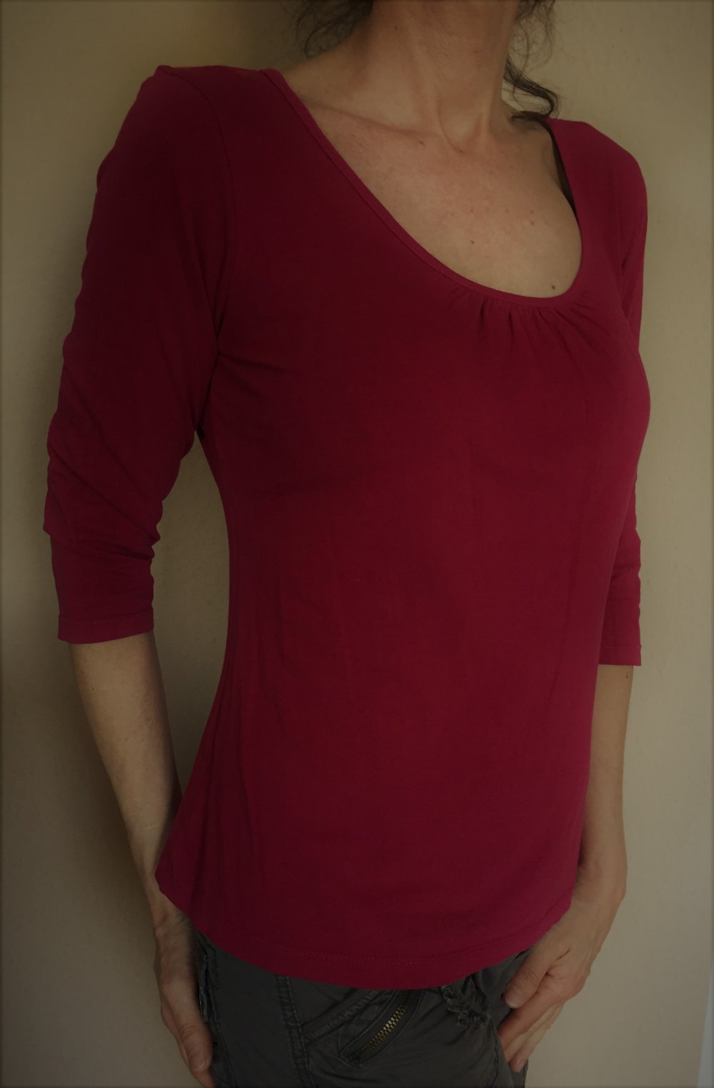 H&M 3/4 Arm Shirt Top Oberteil Gr.M Fuchsia