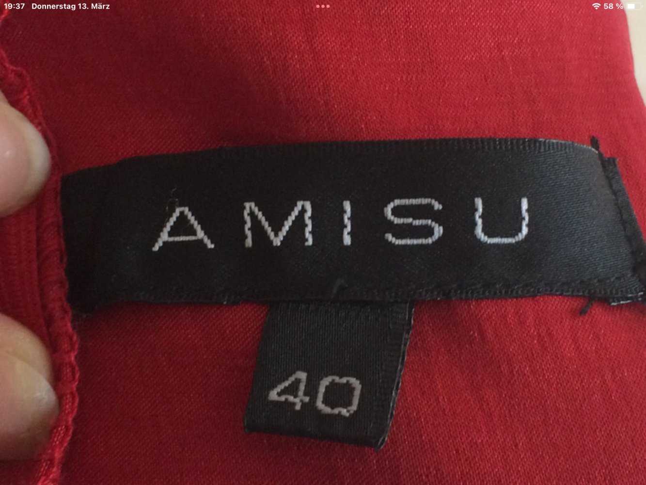 Amisu Korsage Kleid Gr.40 mit Fächer Dekolte Nie getragen rot