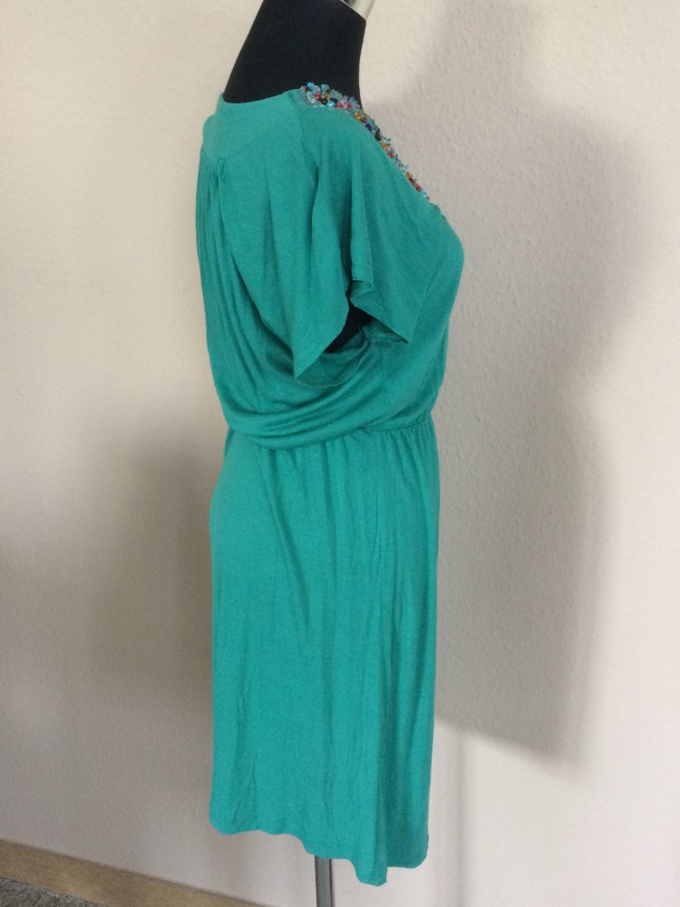 H&M Sommer Strand Kleid grün Gr.S mit Schmucksteinen am Dekolte