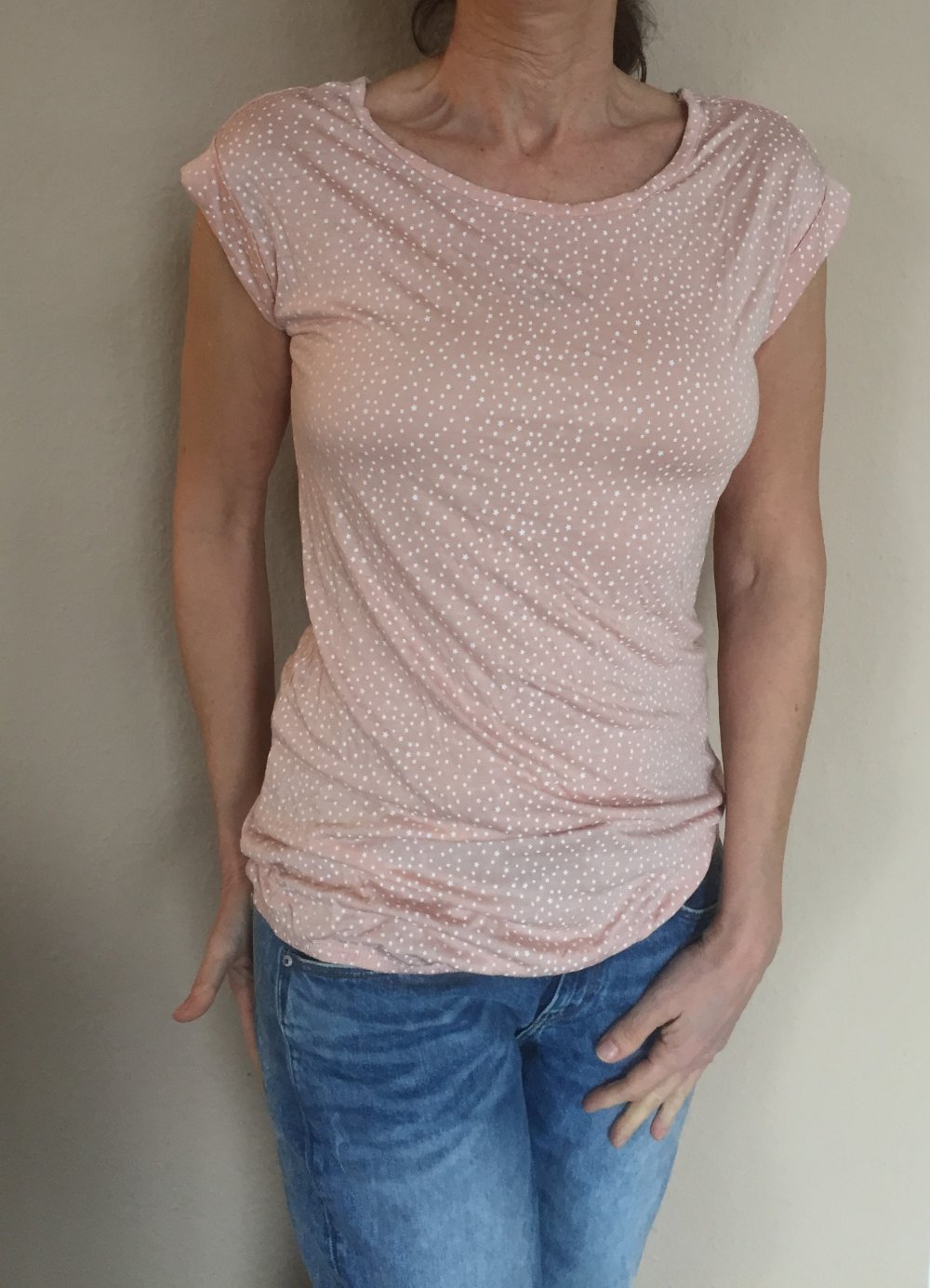 Sequel Sommer Long Shirt Rose mit weißen Sternchen Gr.M