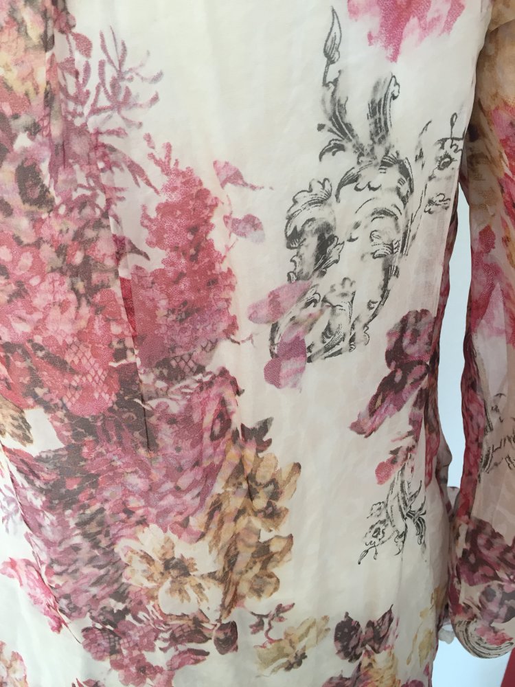 Made in Italy Seiden Chiffon Bluse mit Untershirt Gr.M Floral