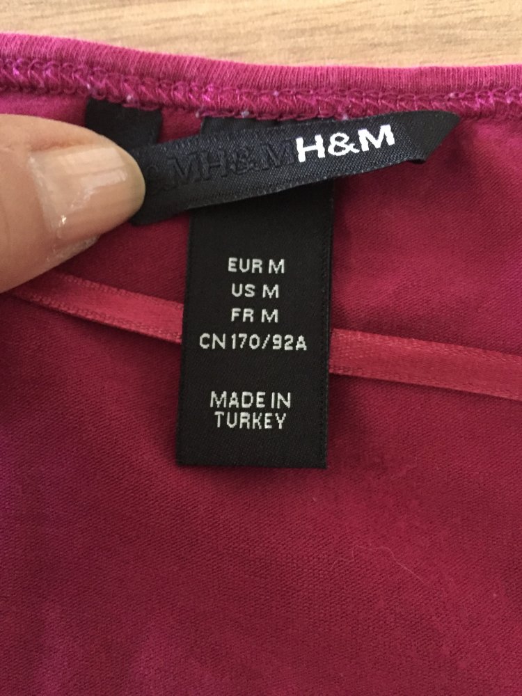 H&M 3/4 Arm Shirt Top Oberteil Gr.M Fuchsia