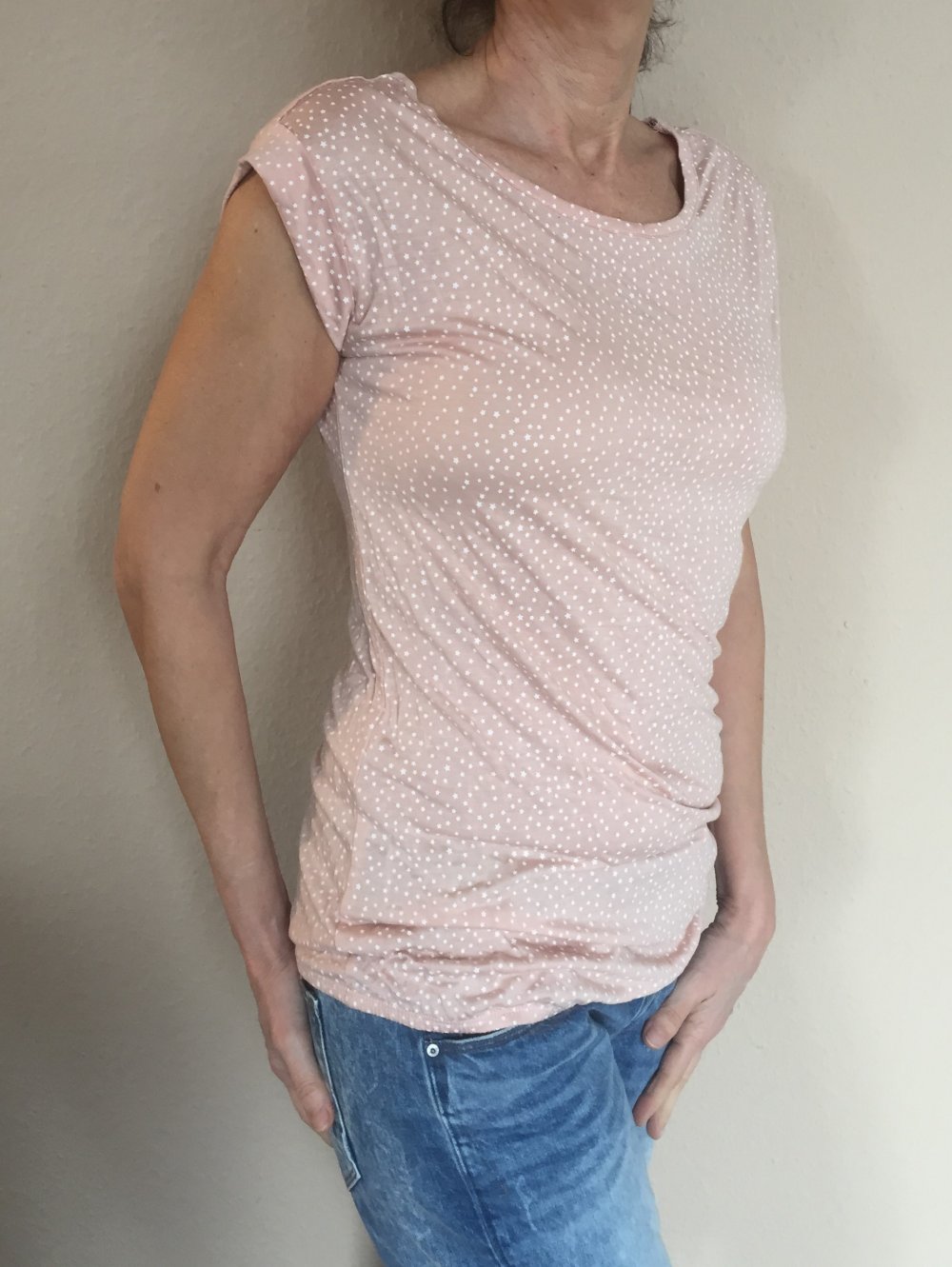 Sequel Sommer Long Shirt Rose mit weißen Sternchen Gr.M