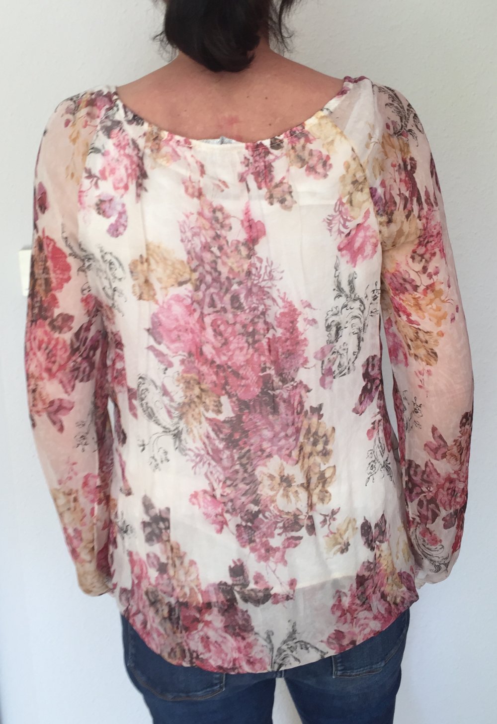 Made in Italy Seiden Chiffon Bluse mit Untershirt Gr.M Floral