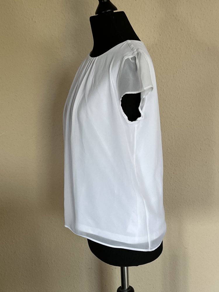 2 Orsay kurzarm Chiffon Blusen Gr.34 mit eingenähtem Unterhemd Farbe schwarz weiß