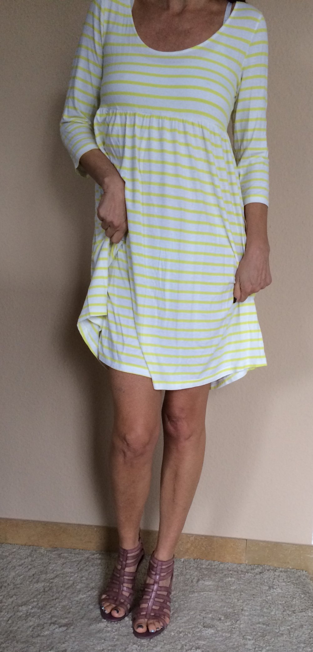 H&M Sommer Ringelkleid Gr.L gelb weiß gestreift A-Linie