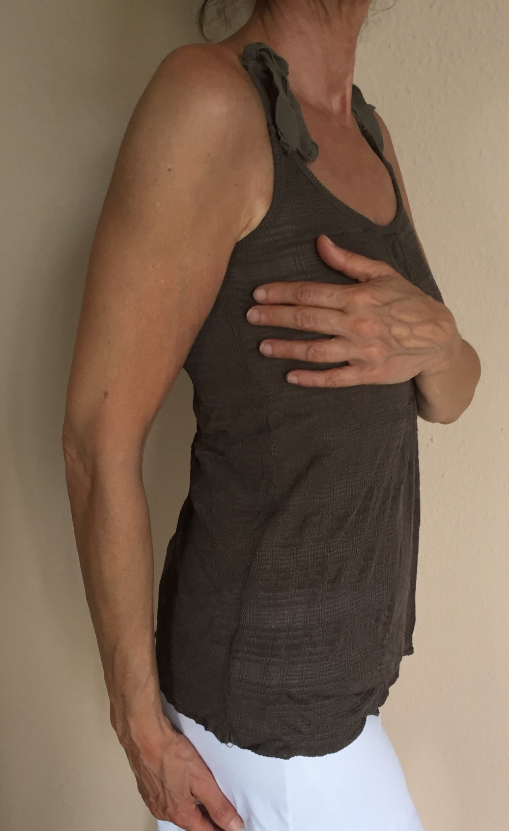 Noa Noa However Knit Sommer Feinstrick Tunika Top Gr.M Taupe Braun