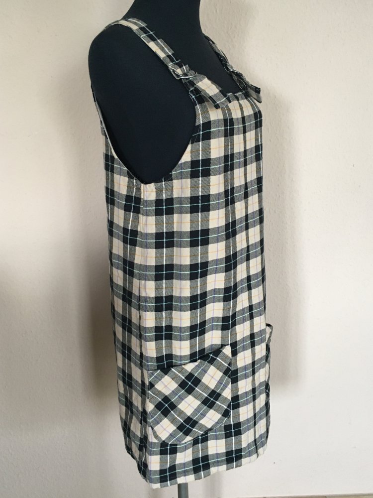 Monki Latzkleid Gr.XS Baumwolle kariert Träger verstellbar