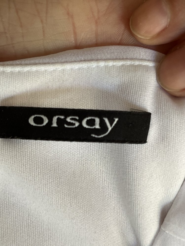 2 Orsay kurzarm Chiffon Blusen Gr.34 mit eingenähtem Unterhemd Farbe schwarz weiß
