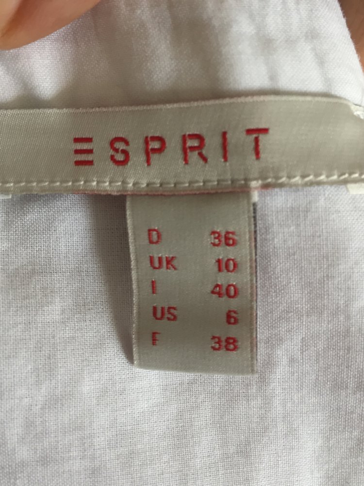 Esprit Cut Out Stickerei Loch Bluse Gr.36 kurz Arm weiß