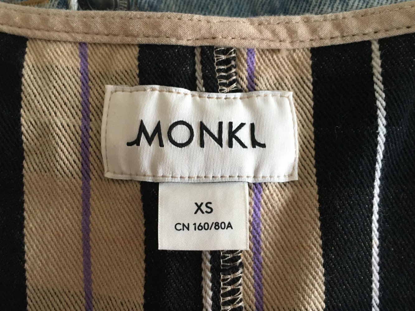 Monki Latzkleid Gr.XS Baumwolle kariert Träger verstellbar