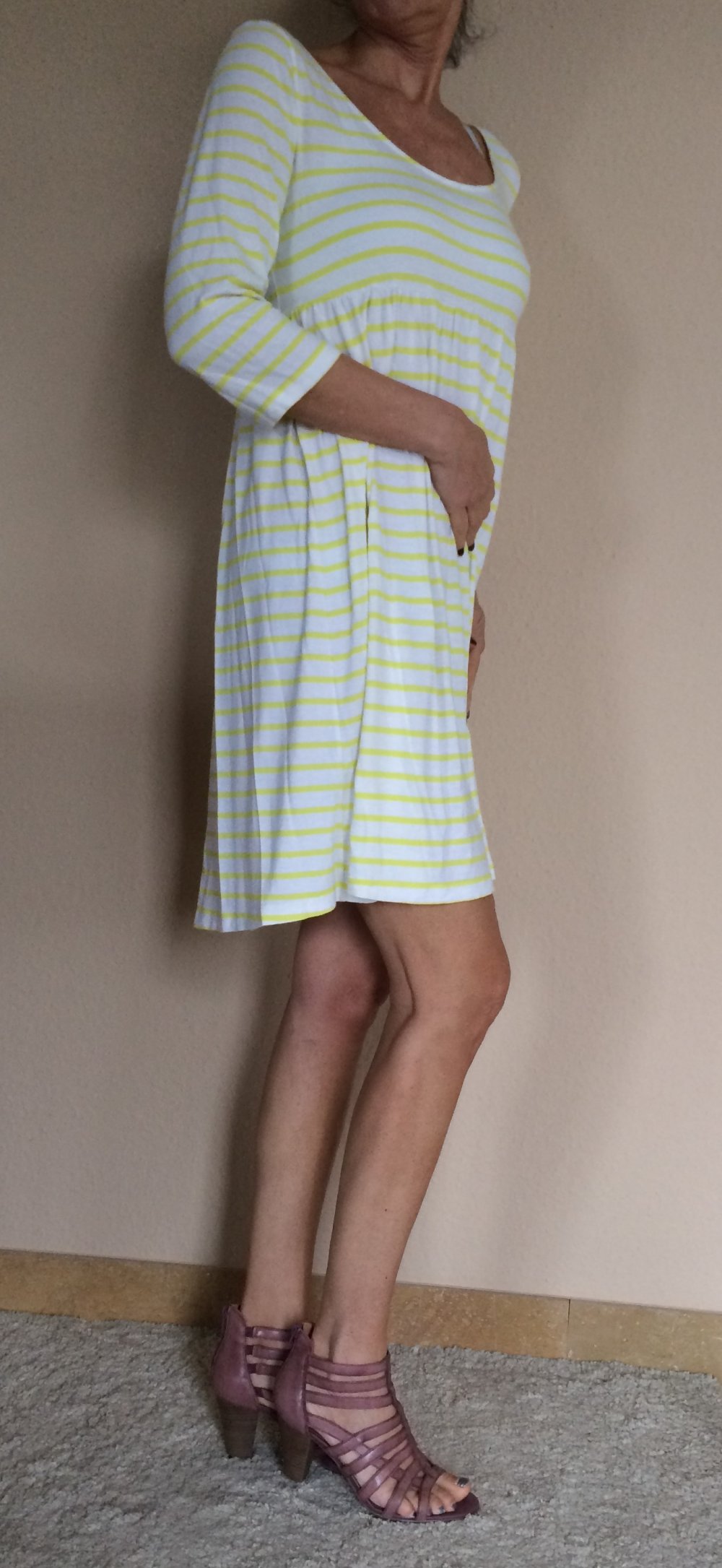 H&M Sommer Ringelkleid Gr.L gelb weiß gestreift A-Linie