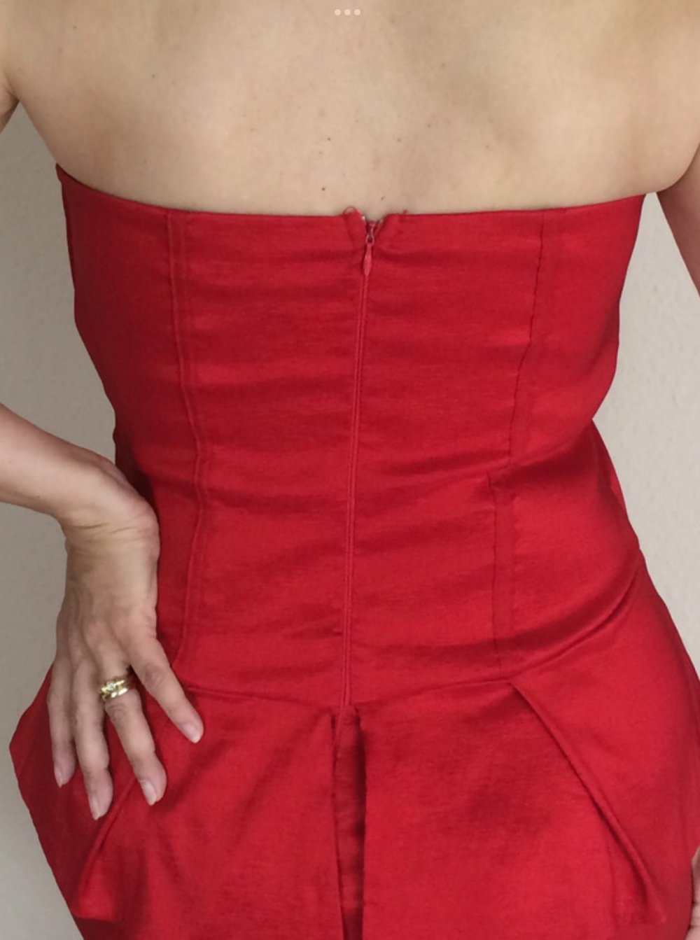 Amisu Korsage Kleid Gr.40 mit Fächer Dekolte Nie getragen rot