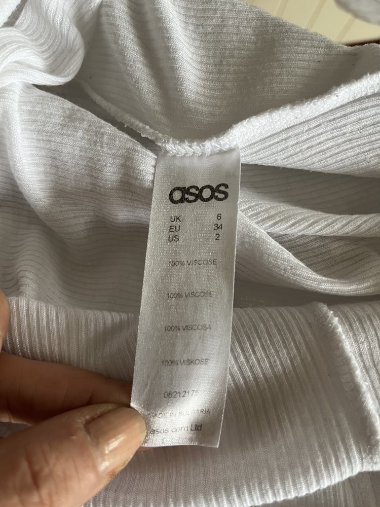 Asos Feinripp Oversized Shirt Gr.36/38 weiß mit tiefem Ausschnitt