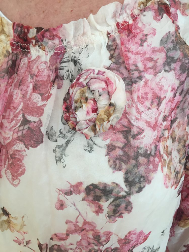 Made in Italy Seiden Chiffon Bluse mit Untershirt Gr.M Floral